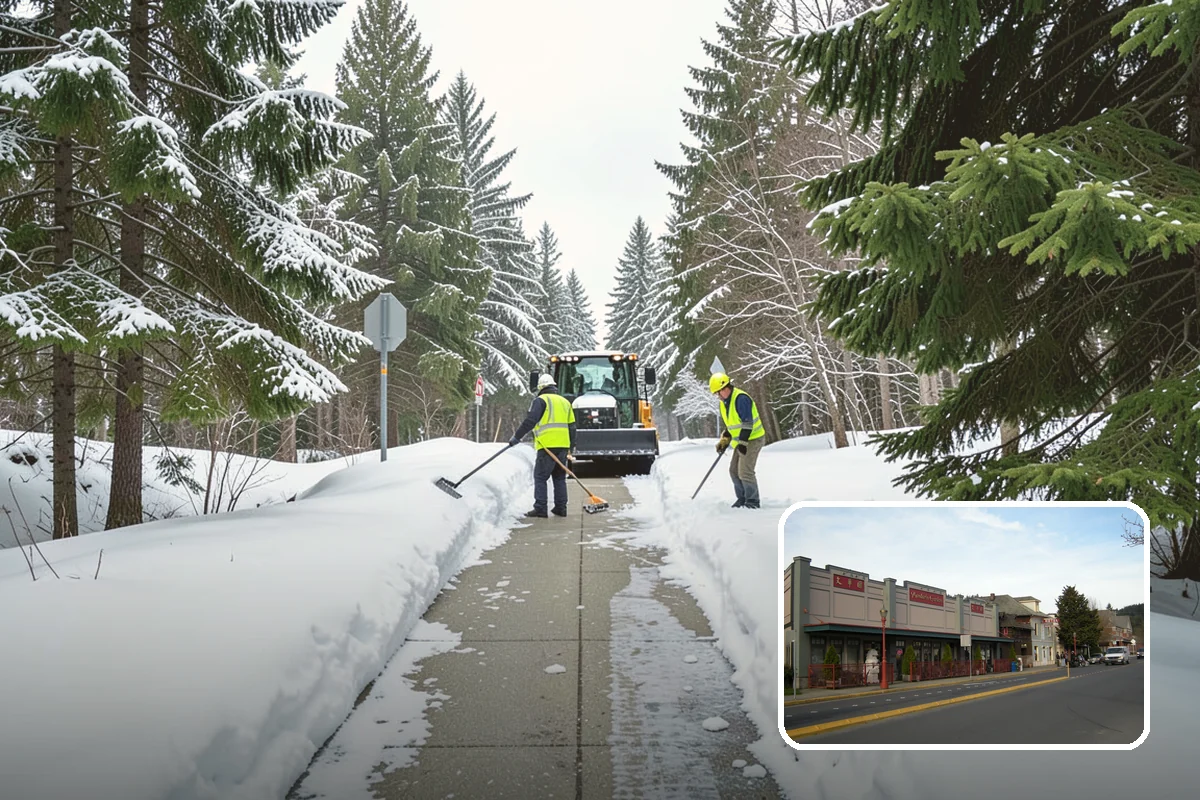 Sidewalk Shoveling in Issaquah, King County, WA - Full-width clearing to the concrete