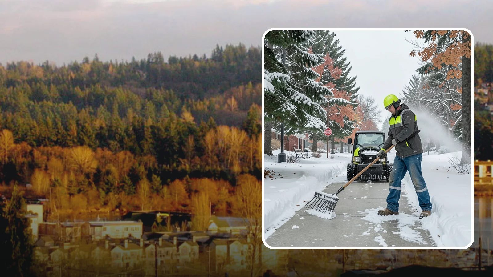 Sidewalk Shoveling in Kenmore, King County, WA - We hand-shovel sidewalks clean and clear so pedestrians have safe, full-width passage.