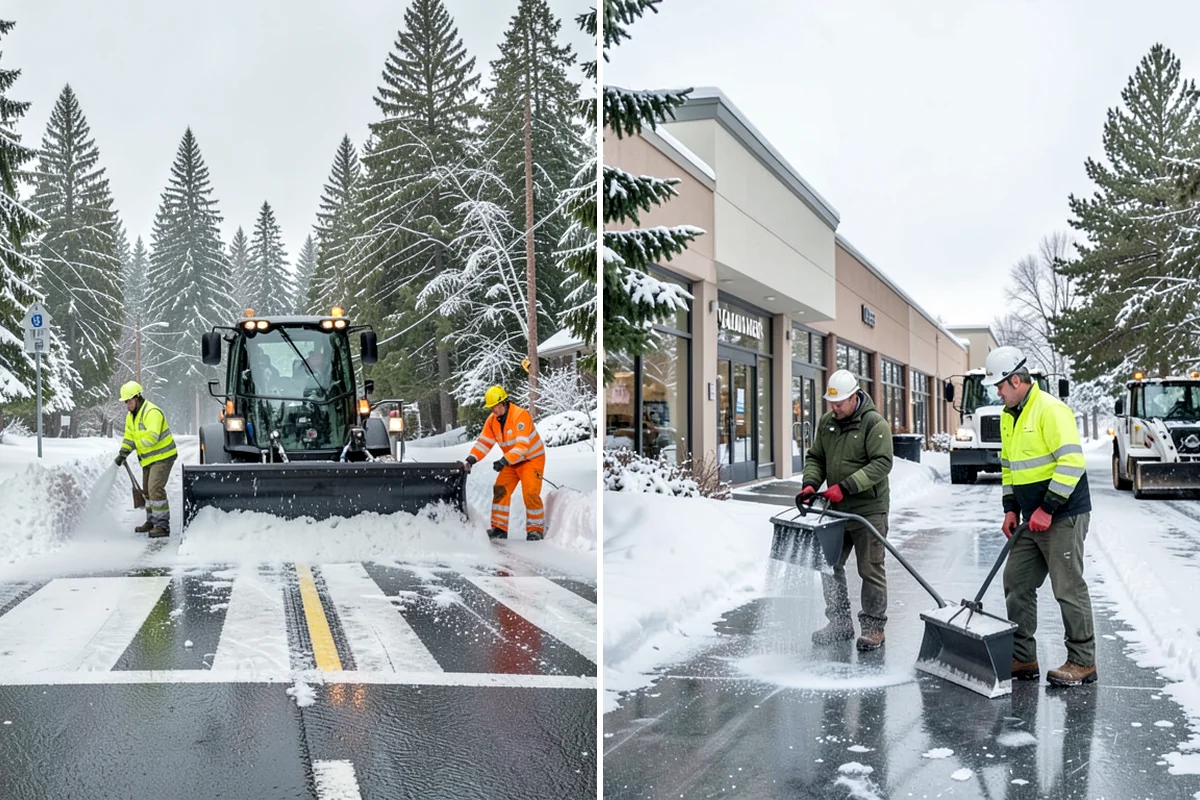 Sidewalk Shoveling in Kenmore, King County, WA - We shovel the full walk width to the surface