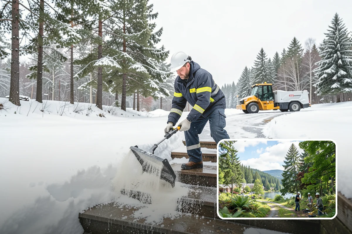 Sidewalk Shoveling in Lake Forest Park, King County, WA - Full-width clearing to the concrete