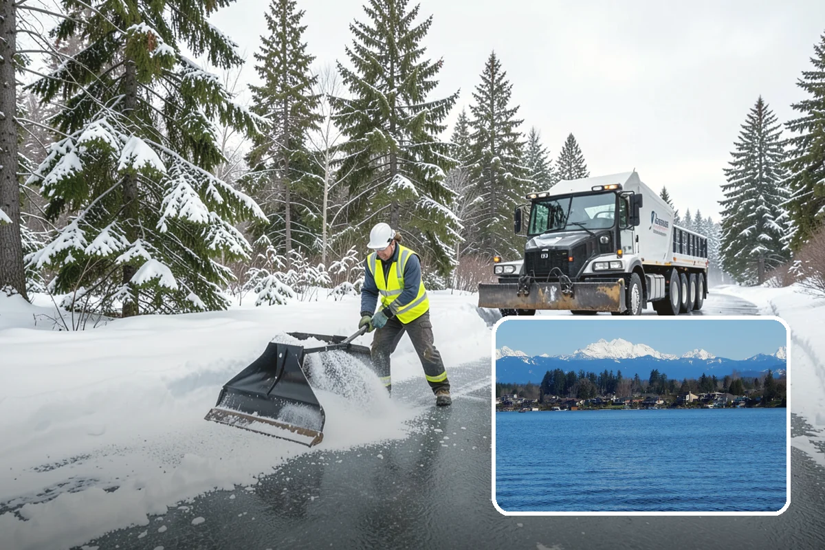 Sidewalk Shoveling in Lake Stevens, Snohomish County, WA - Full-width clearing to the concrete