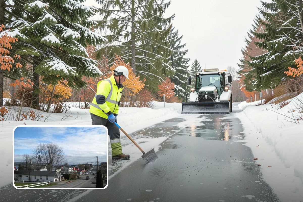 Sidewalk Shoveling in Langley, Island County, WA - Full-width clearing to the concrete