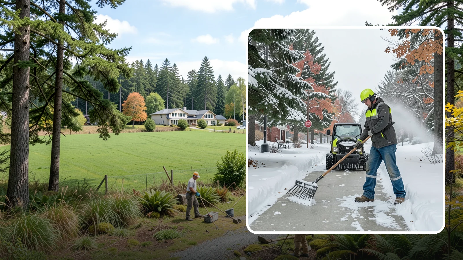 Sidewalk Shoveling in Lyman, Skagit County, WA - We hand-shovel sidewalks clean and clear so pedestrians have safe, full-width passage.