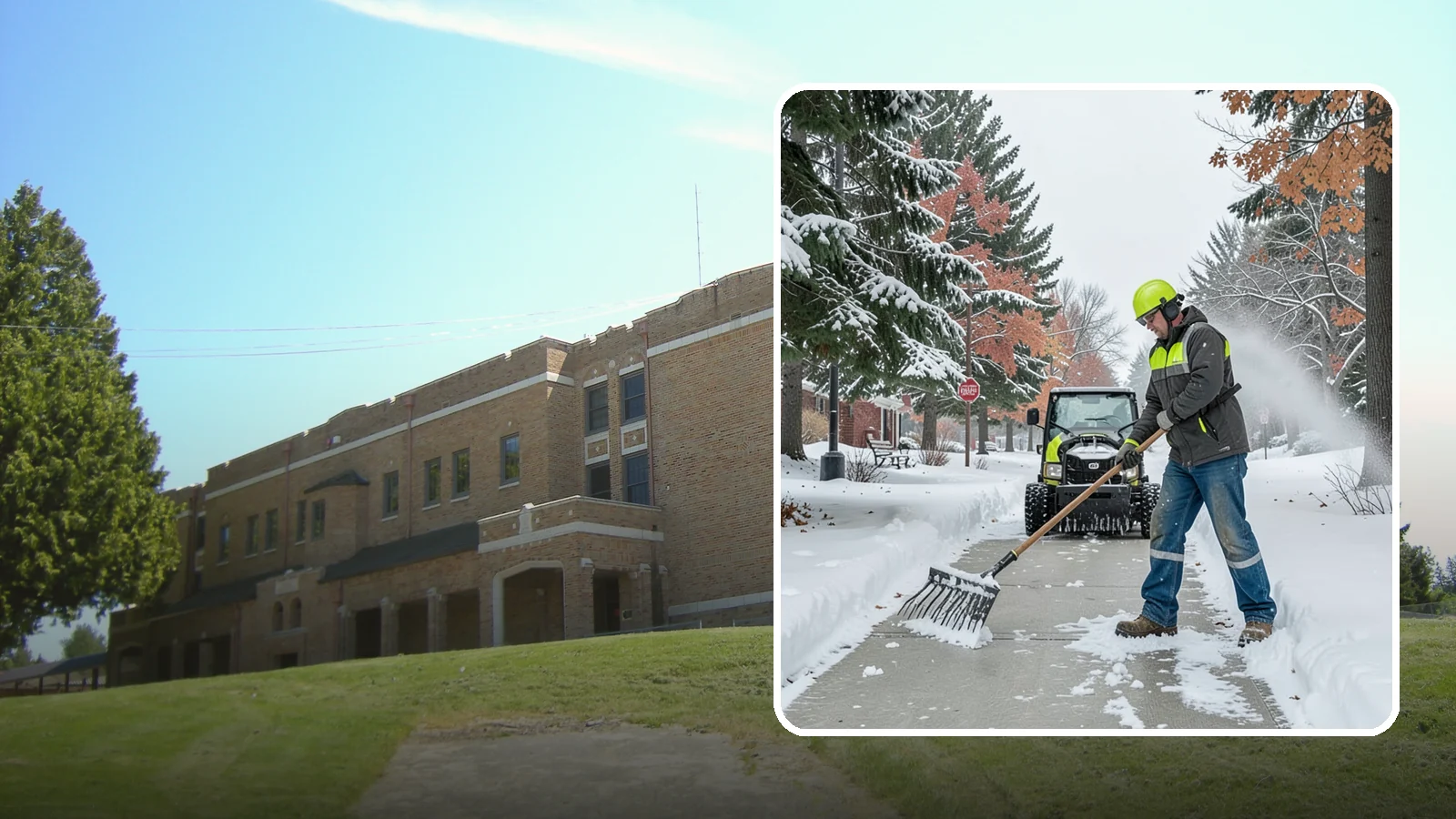 Sidewalk Shoveling in Maple Valley, King County, WA - We hand-shovel sidewalks clean and clear so pedestrians have safe, full-width passage.