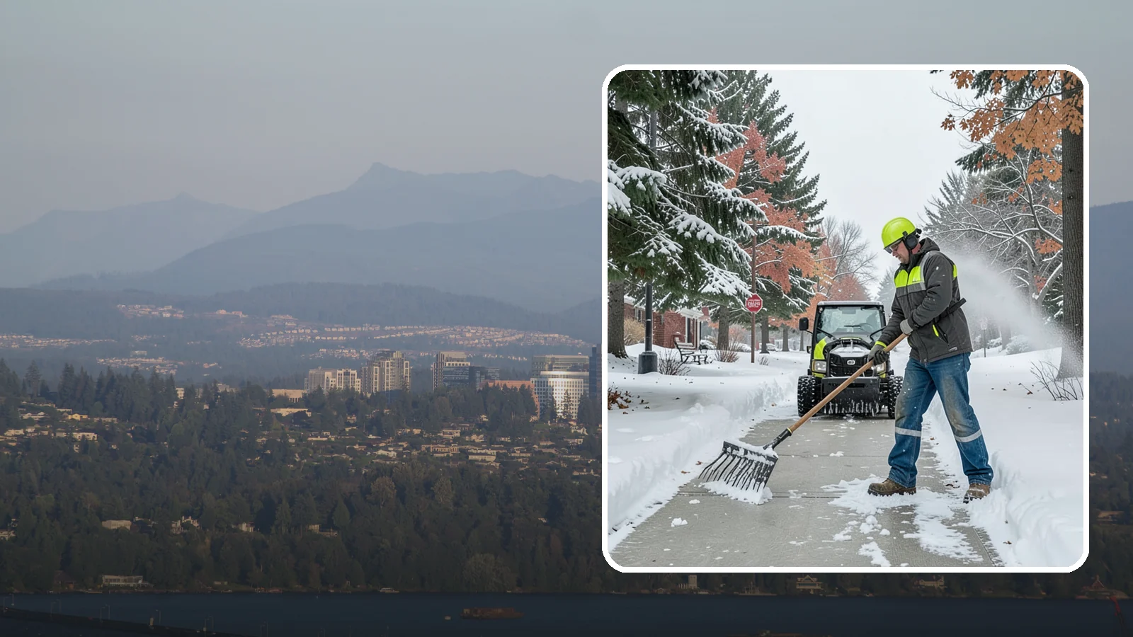Sidewalk Shoveling in Medina, King County, WA - We hand-shovel sidewalks clean and clear so pedestrians have safe, full-width passage.