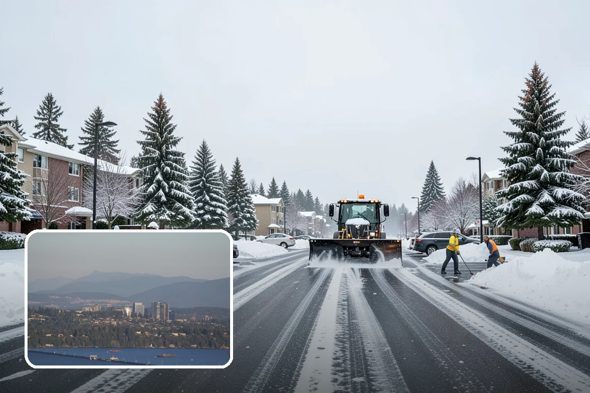 Sidewalk Shoveling in Medina, King County, WA - Full-width clearing to the concrete