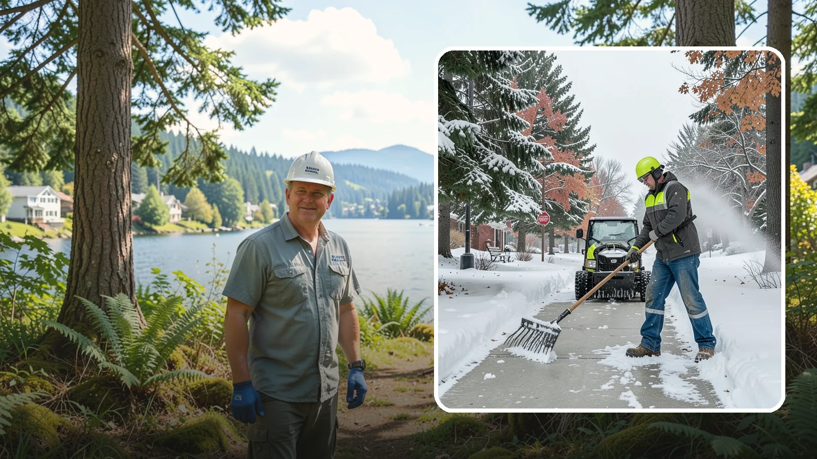 Sidewalk Shoveling in Milton, King County, WA - We hand-shovel sidewalks clean and clear so pedestrians have safe, full-width passage.