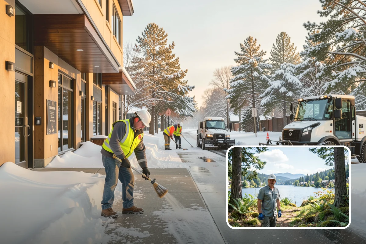 Sidewalk Shoveling in Milton, King County, WA - Full-width clearing to the concrete
