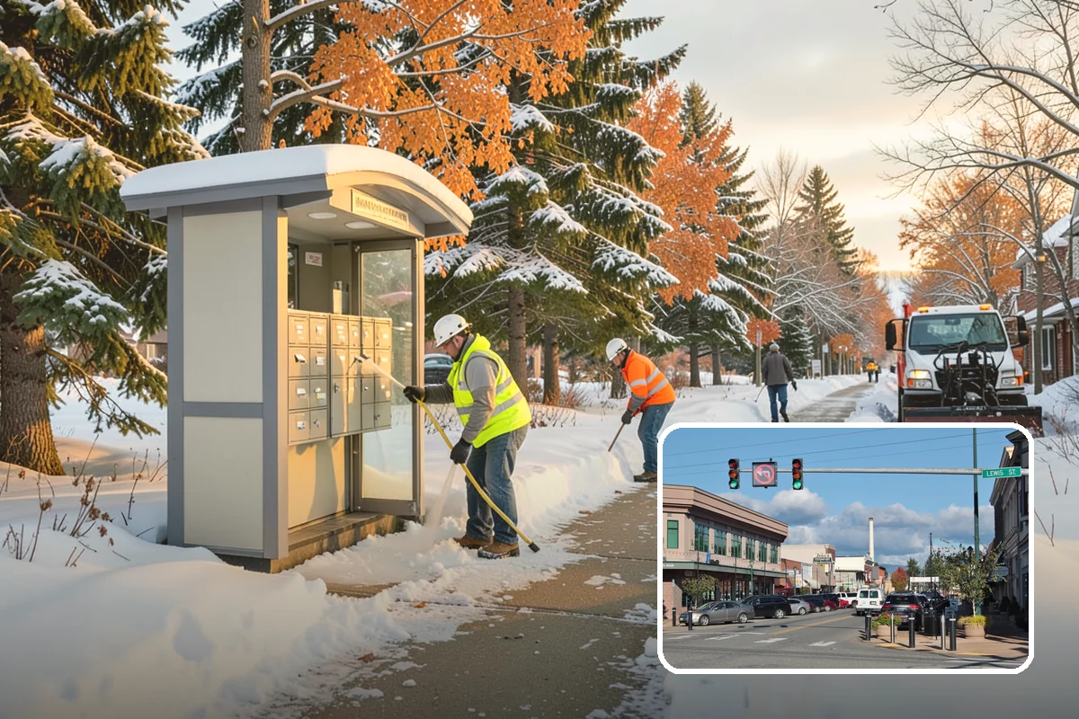 Sidewalk Shoveling in Monroe, Snohomish County, WA - Full-width clearing to the concrete