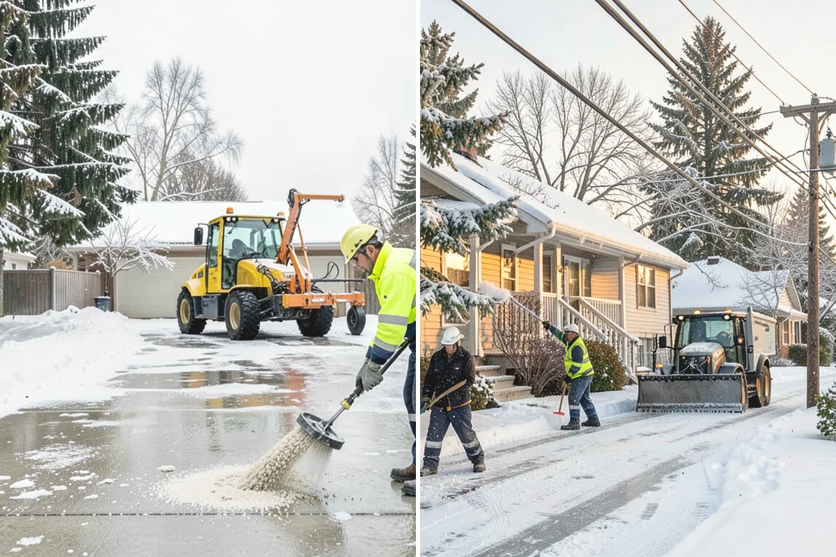 Sidewalk Shoveling in Monroe, Snohomish County, WA - We shovel the full walk width to the surface