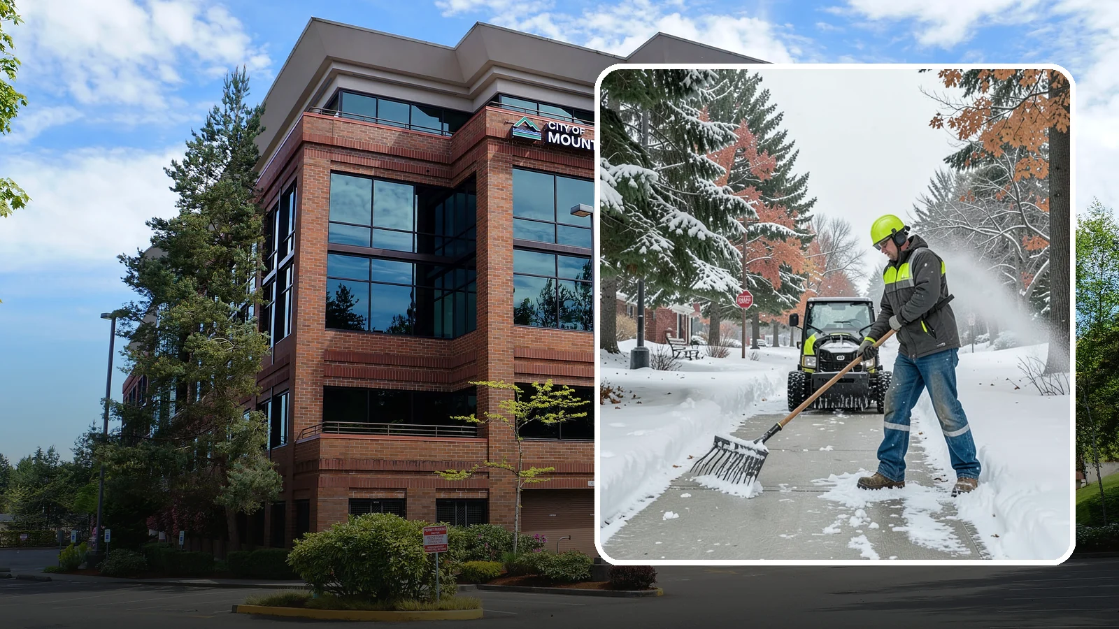 Sidewalk Shoveling in Mountlake Terrace, Snohomish County, WA - We hand-shovel sidewalks clean and clear so pedestrians have safe, full-width passage.