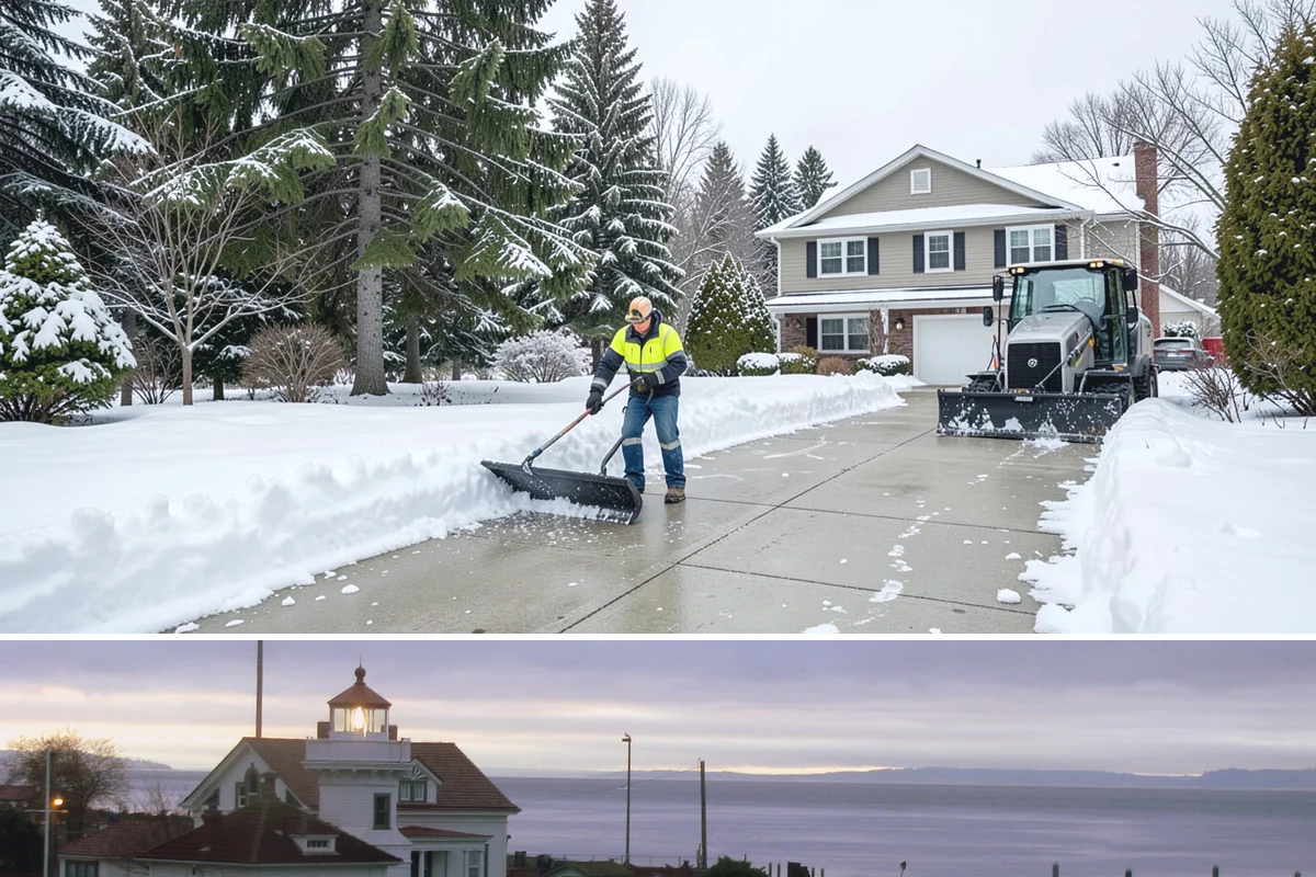 Sidewalk Shoveling in Mukilteo, Snohomish County, WA - Sidewalk shoveling follows every snowfall through the winter months.