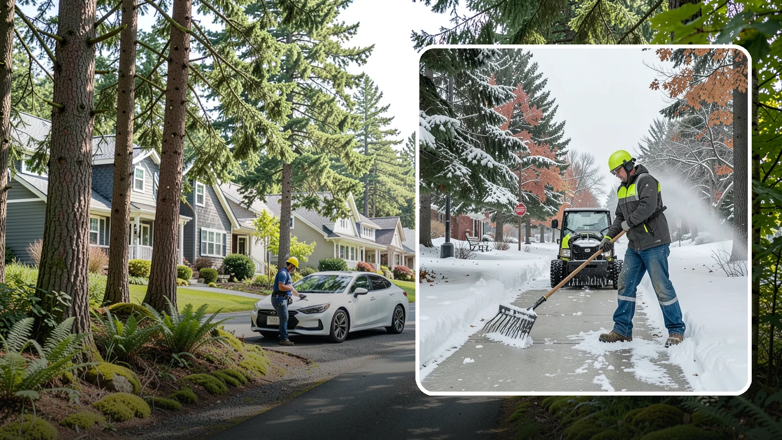 Sidewalk Shoveling in Normandy Park, King County, WA - We hand-shovel sidewalks clean and clear so pedestrians have safe, full-width passage.