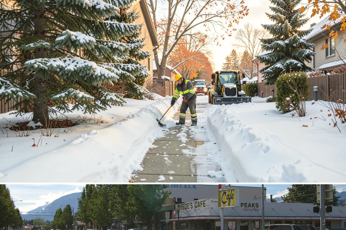 Sidewalk Shoveling in North Bend, King County, WA - Sidewalk shoveling follows every snowfall through the winter months.