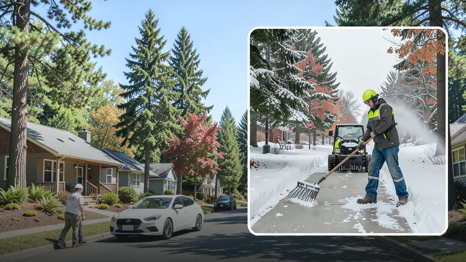 Sidewalk Shoveling in Orting, Pierce County, WA - We hand-shovel sidewalks clean and clear so pedestrians have safe, full-width passage.