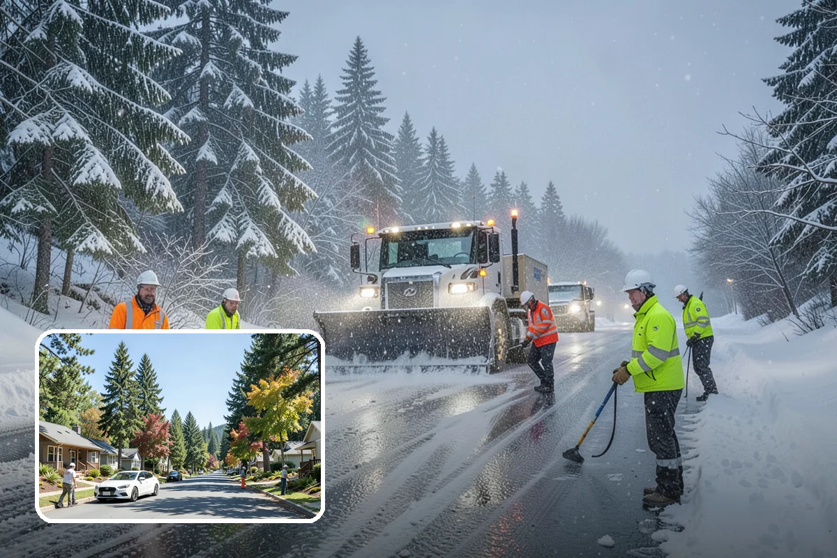 Sidewalk Shoveling in Orting, Pierce County, WA - Full-width clearing to the concrete