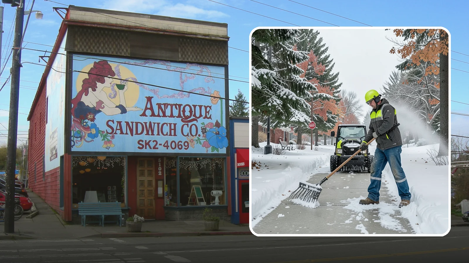 Sidewalk Shoveling in Ruston, Pierce County, WA - We hand-shovel sidewalks clean and clear so pedestrians have safe, full-width passage.