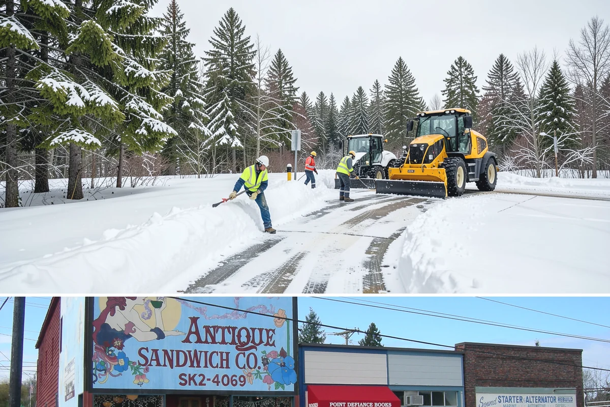 Sidewalk Shoveling in Ruston, Pierce County, WA - Sidewalk shoveling follows every snowfall through the winter months.