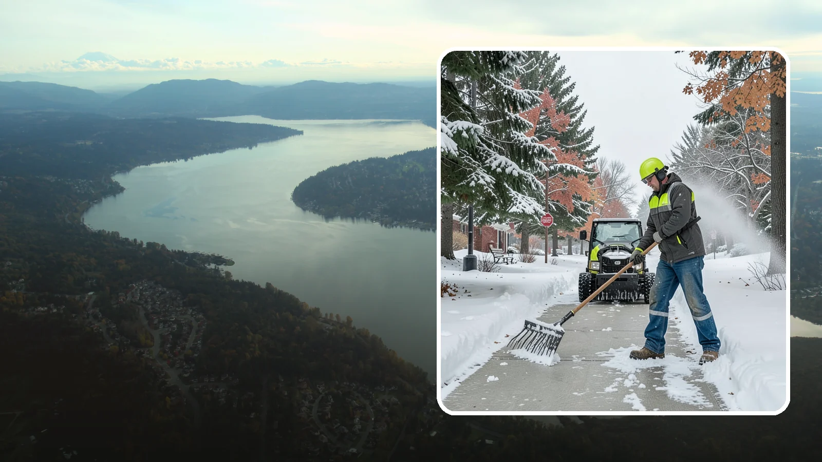 Sidewalk Shoveling in Sammamish, King County, WA - We hand-shovel sidewalks clean and clear so pedestrians have safe, full-width passage.