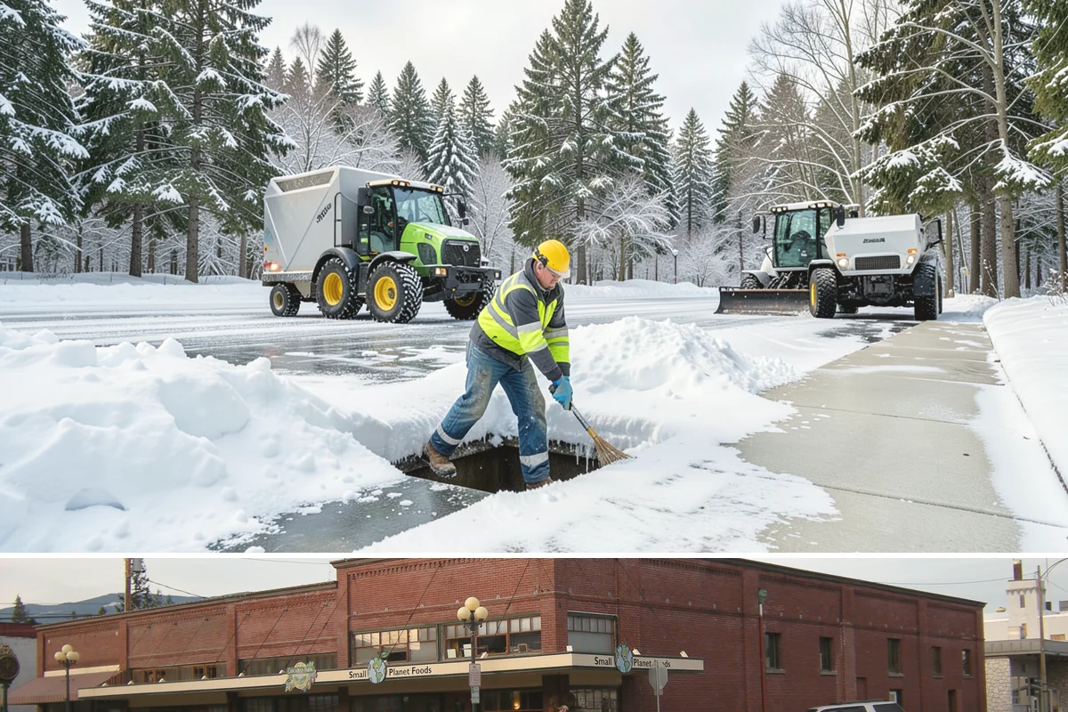 Sidewalk Shoveling in Sedro-Woolley, Skagit County, WA - Sidewalk shoveling follows every snowfall through the winter months.