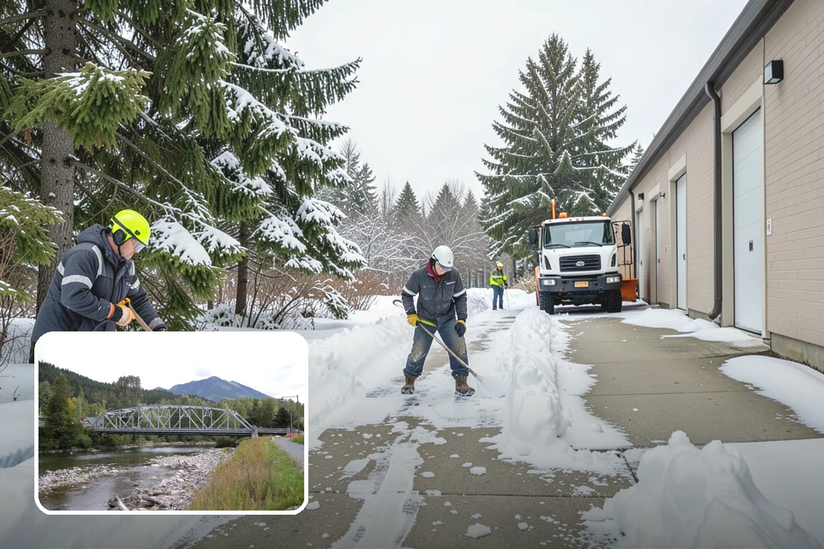 Sidewalk Shoveling in Skykomish, King County, WA - Full-width clearing to the concrete