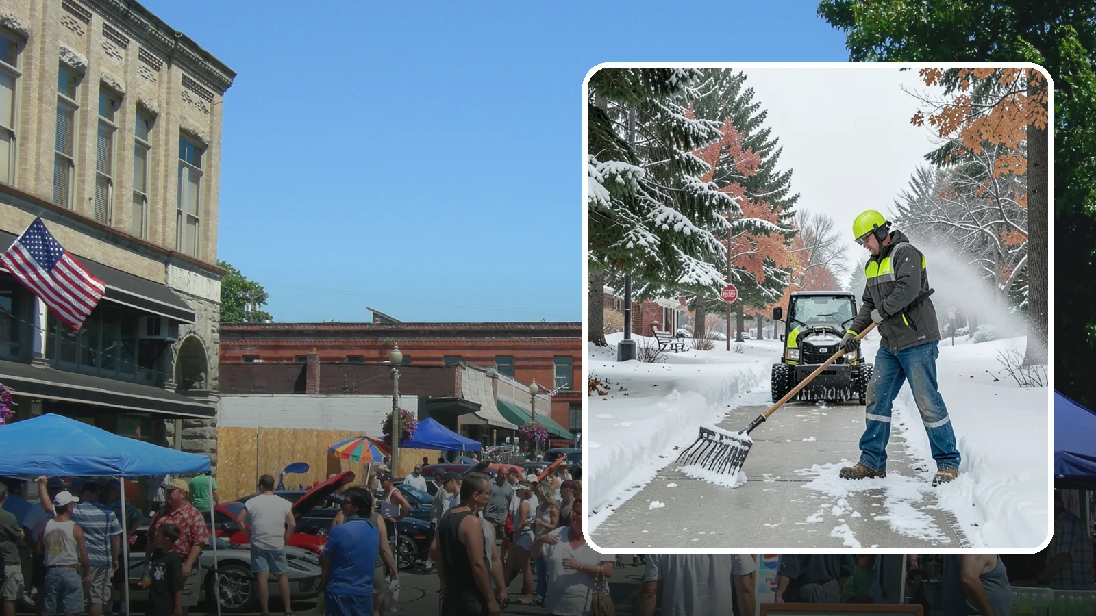 Sidewalk Shoveling in Snohomish, Snohomish County, WA - We hand-shovel sidewalks clean and clear so pedestrians have safe, full-width passage.
