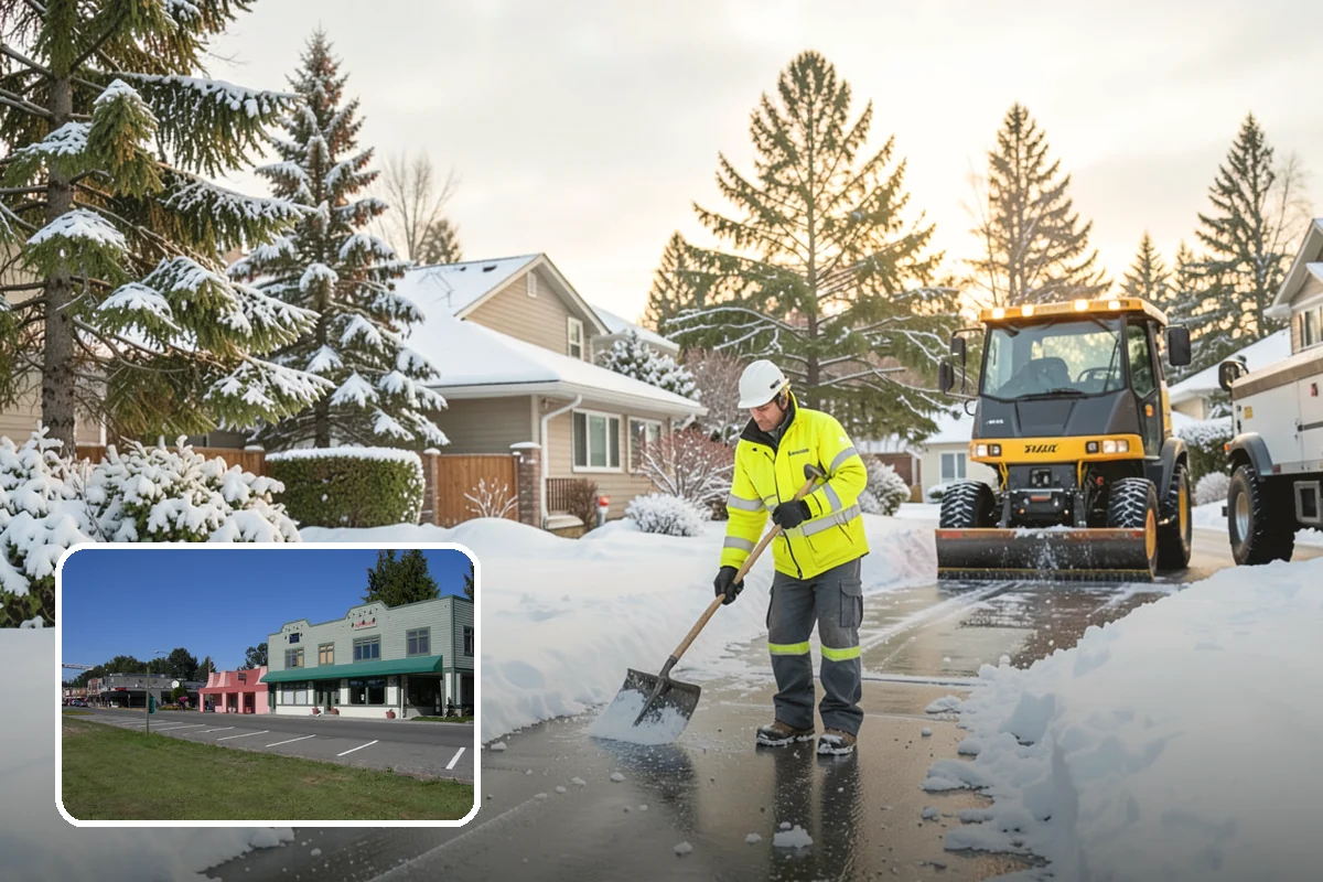 Sidewalk Shoveling in Snoqualmie, King County, WA - Full-width clearing to the concrete