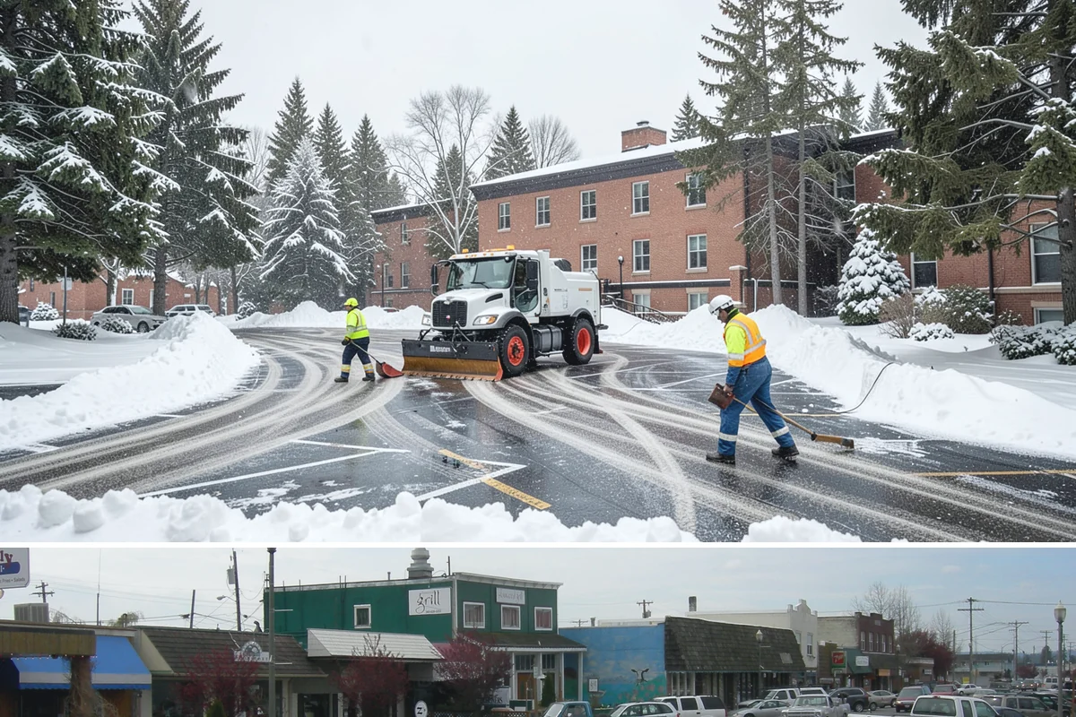 Sidewalk Shoveling in Stanwood, Snohomish County, WA - Sidewalk shoveling follows every snowfall through the winter months.