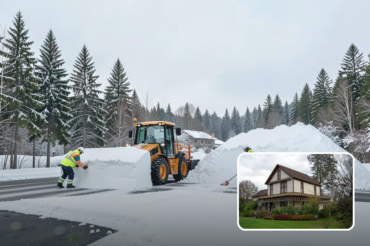 Sidewalk Shoveling in Sumner, Pierce County, WA - Full-width clearing to the concrete