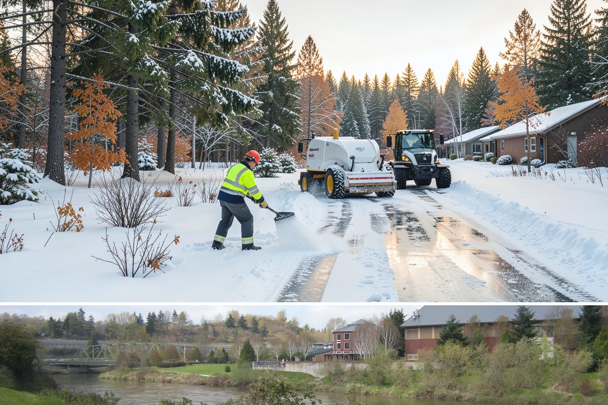 Sidewalk Shoveling in Tukwila, King County, WA - Sidewalk shoveling follows every snowfall through the winter months.