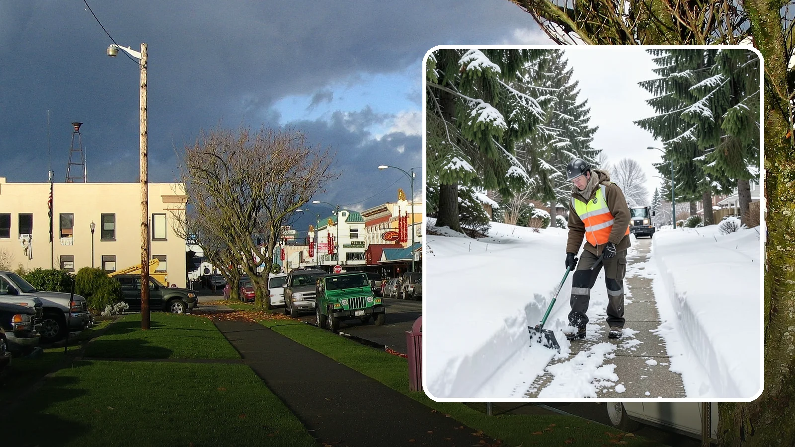 Sidewalk Snow Removal in Arlington, Snohomish County, WA - We clear the public sidewalk fronting your home so pedestrians pass safely and you stay within city ordinance.