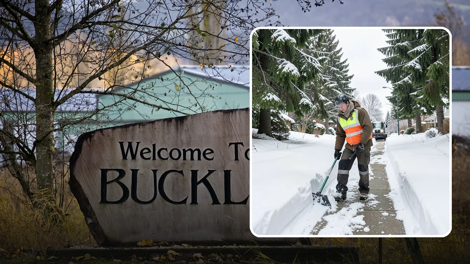 Sidewalk Snow Removal in Buckley, Pierce County, WA - We clear the public sidewalk fronting your home so pedestrians pass safely and you stay within city ordinance.