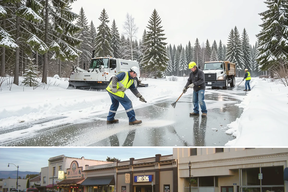 Sidewalk Snow Removal in Burlington, Skagit County, WA - Sign up before the holidays so your frontage is covered the moment a lowland freeze triggers your city's clearing deadline.