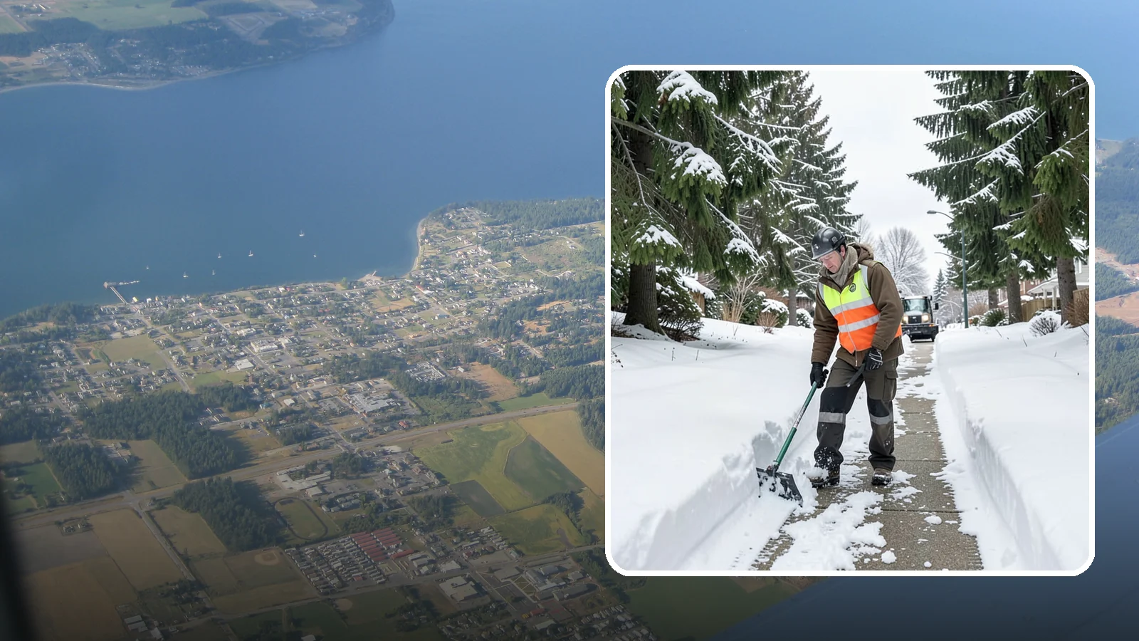 Sidewalk Snow Removal in Coupeville, Island County, WA - We clear the public sidewalk fronting your home so pedestrians pass safely and you stay within city ordinance.