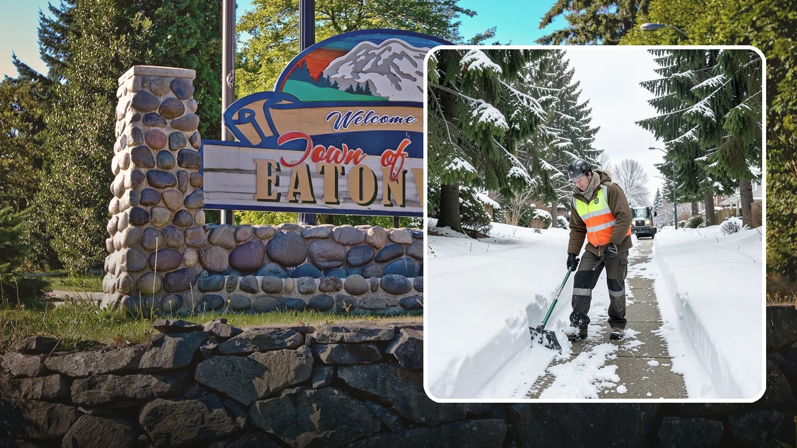 Sidewalk Snow Removal in Eatonville, Pierce County, WA - We clear the public sidewalk fronting your home so pedestrians pass safely and you stay within city ordinance.
