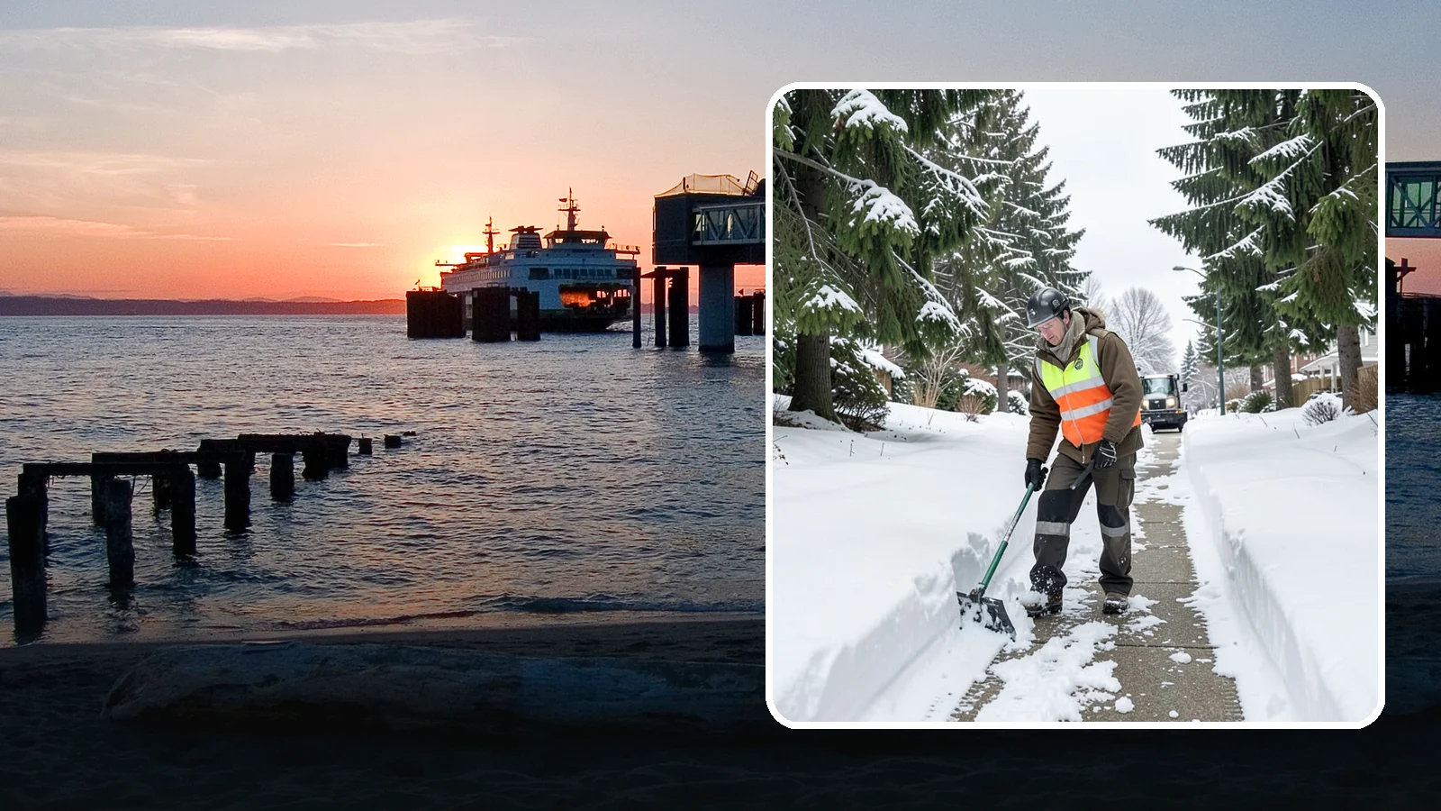 Sidewalk Snow Removal in Edmonds, Snohomish County, WA - We clear the public sidewalk fronting your home so pedestrians pass safely and you stay within city ordinance.