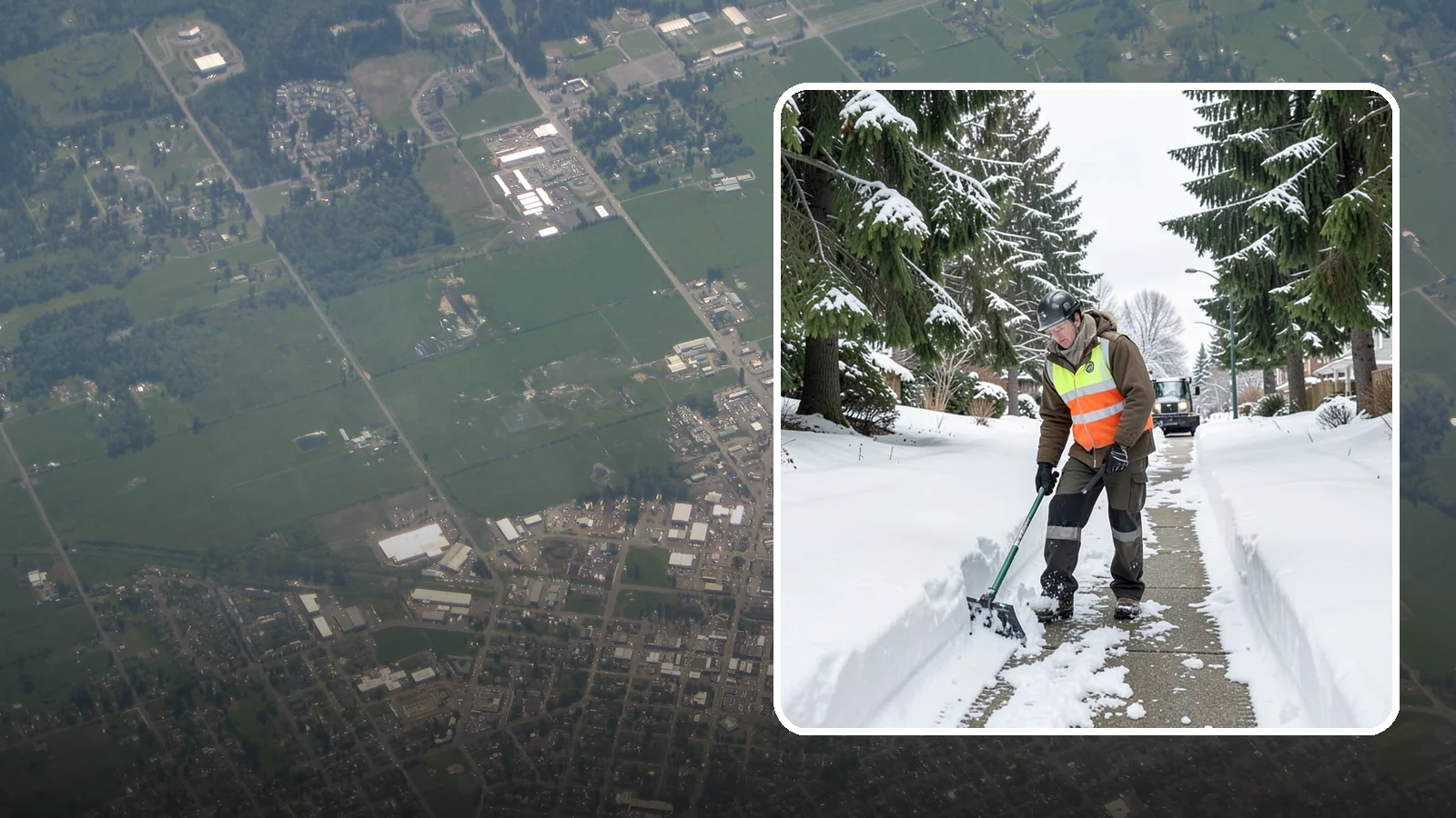 Sidewalk Snow Removal in Enumclaw, King County, WA - We clear the public sidewalk fronting your home so pedestrians pass safely and you stay within city ordinance.