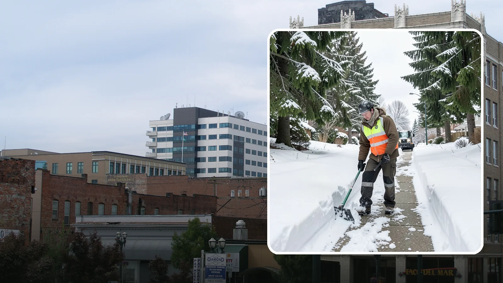 Sidewalk Snow Removal in Everett, Snohomish County, WA - We clear the public sidewalk fronting your home so pedestrians pass safely and you stay within city ordinance.