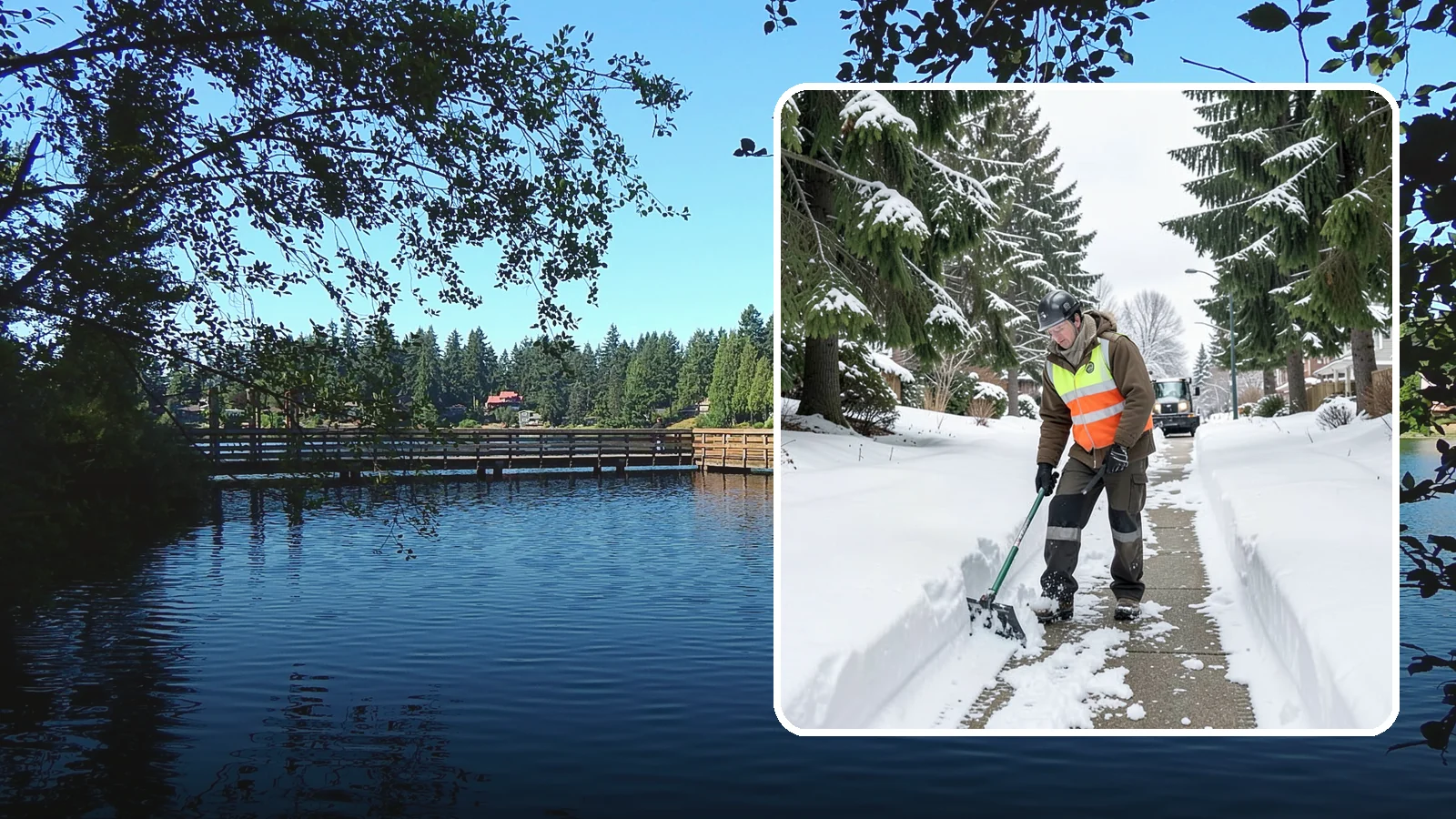 Sidewalk Snow Removal in Federal Way, King County, WA - We clear the public sidewalk fronting your home so pedestrians pass safely and you stay within city ordinance.