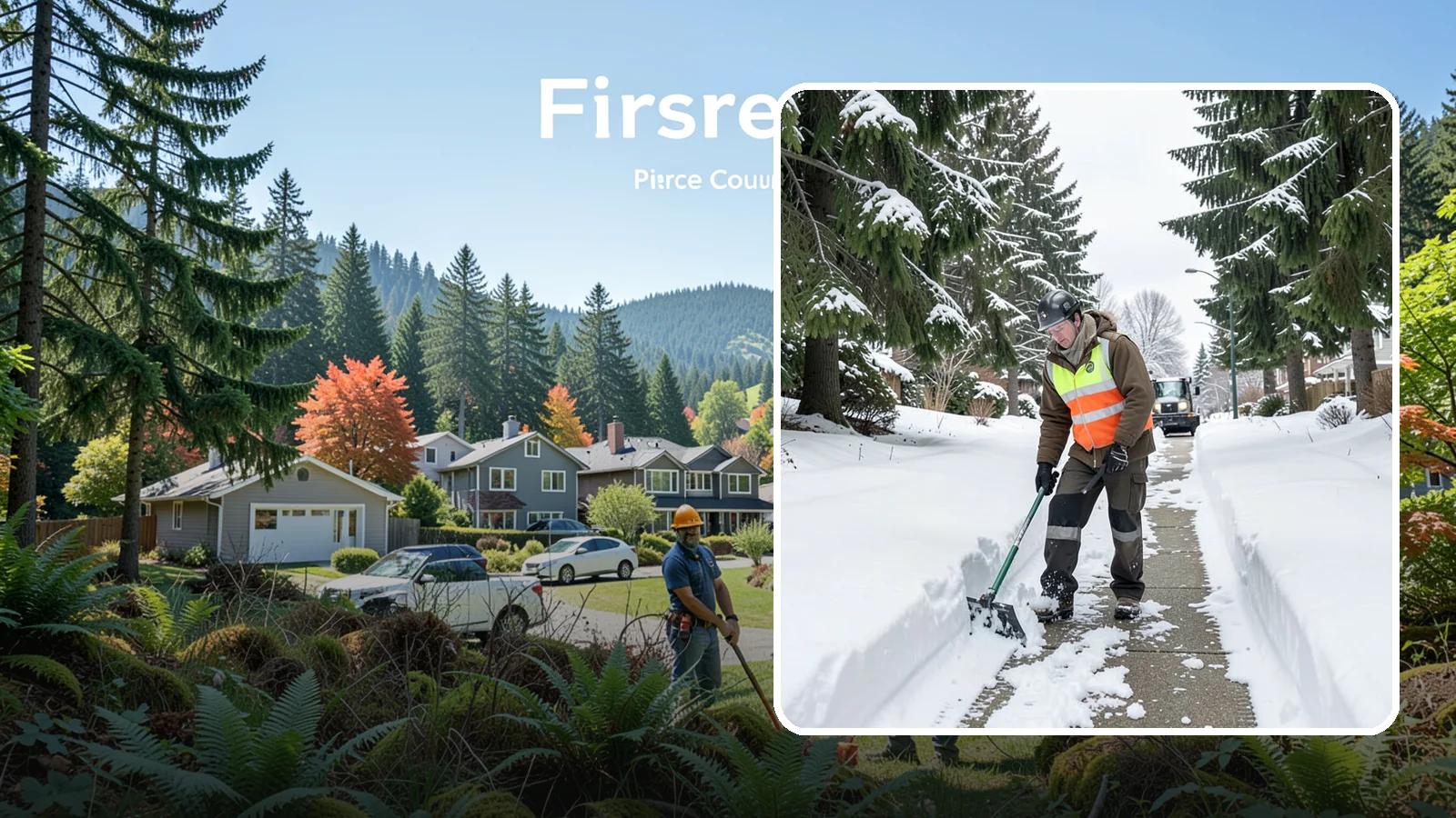 Sidewalk Snow Removal in Fircrest, Pierce County, WA - We clear the public sidewalk fronting your home so pedestrians pass safely and you stay within city ordinance.