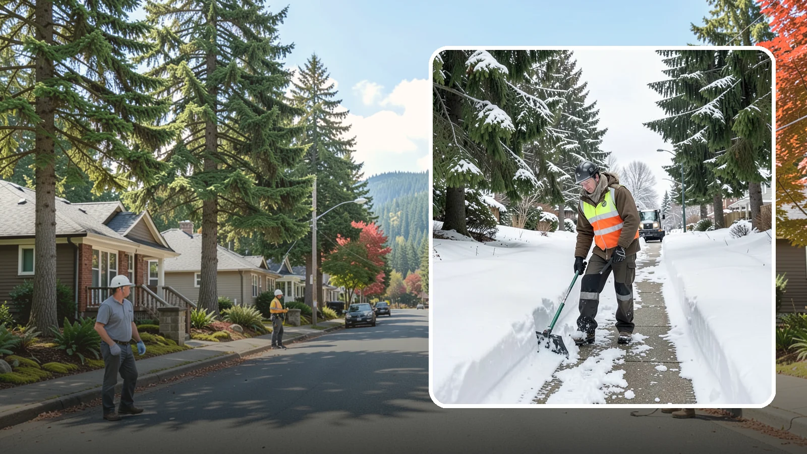 Sidewalk Snow Removal in Hunts Point, King County, WA - We clear the public sidewalk fronting your home so pedestrians pass safely and you stay within city ordinance.