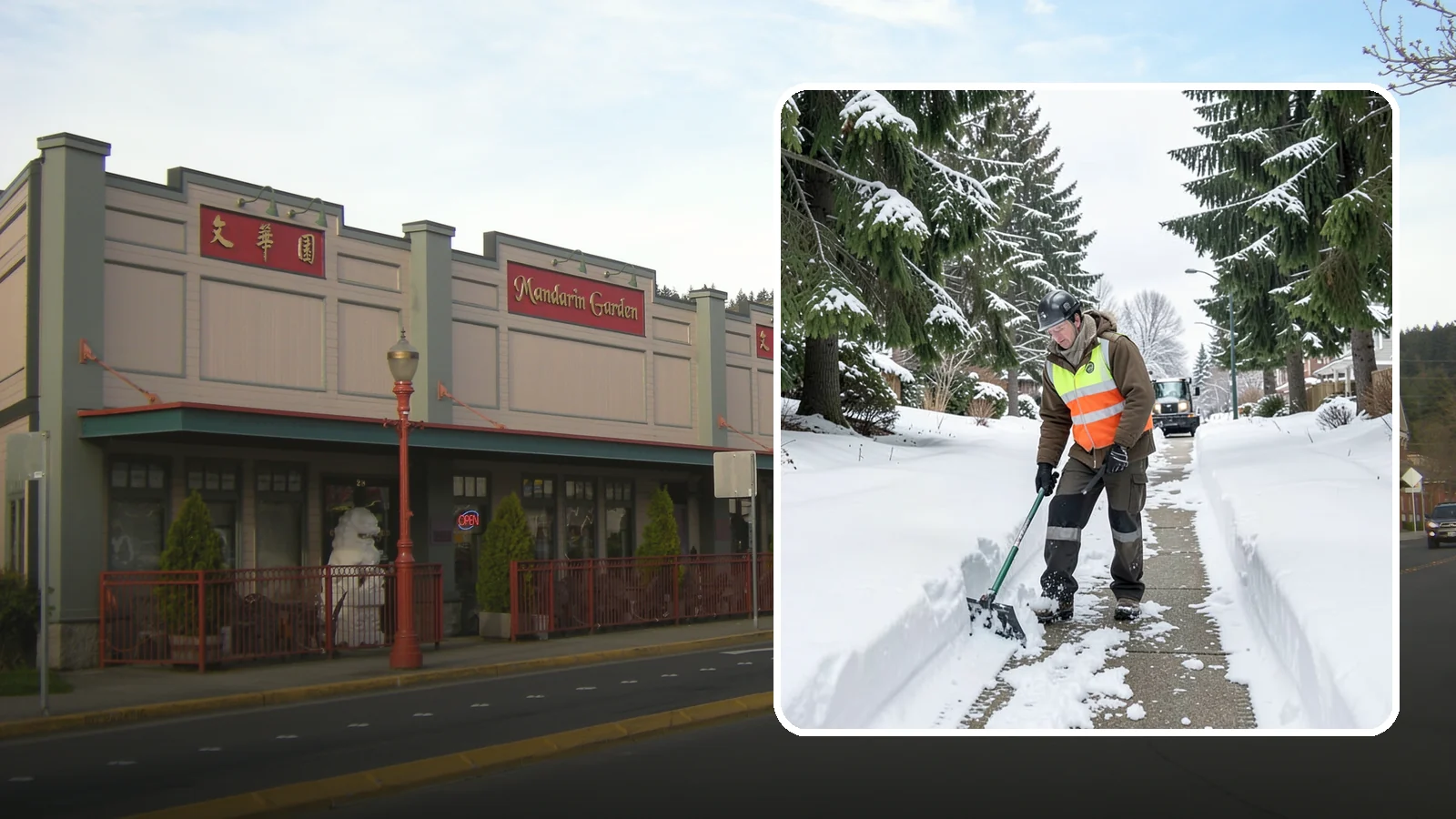 Sidewalk Snow Removal in Issaquah, King County, WA - We clear the public sidewalk fronting your home so pedestrians pass safely and you stay within city ordinance.