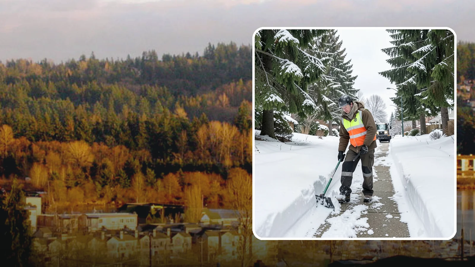 Sidewalk Snow Removal in Kenmore, King County, WA - We clear the public sidewalk fronting your home so pedestrians pass safely and you stay within city ordinance.