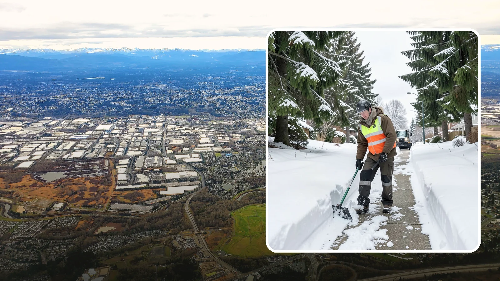 Sidewalk Snow Removal in Kent, King County, WA - We clear the public sidewalk fronting your home so pedestrians pass safely and you stay within city ordinance.