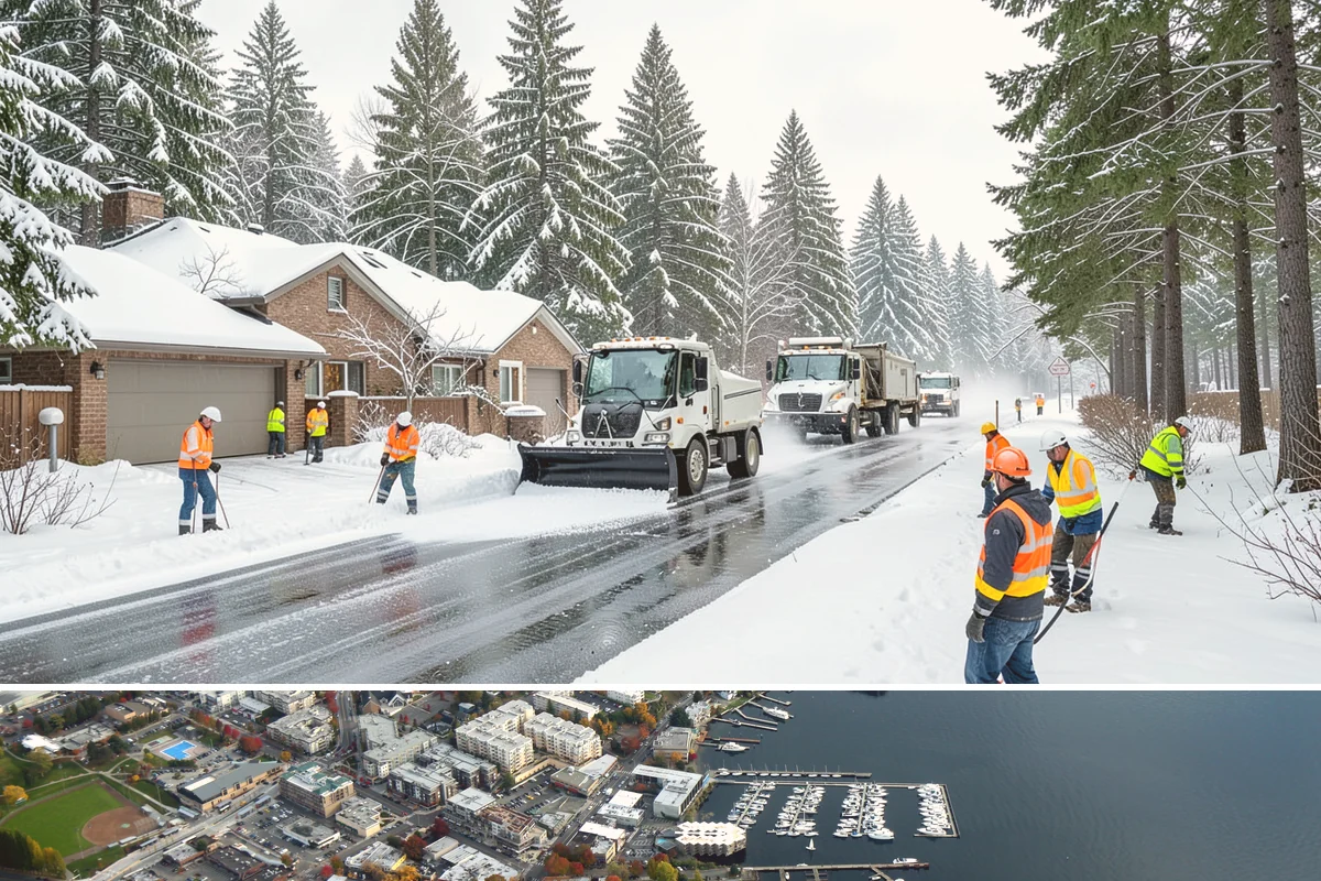 Sidewalk Snow Removal in Kirkland, King County, WA - Sign up before the holidays so your frontage is covered the moment a lowland freeze triggers your city's clearing deadline.