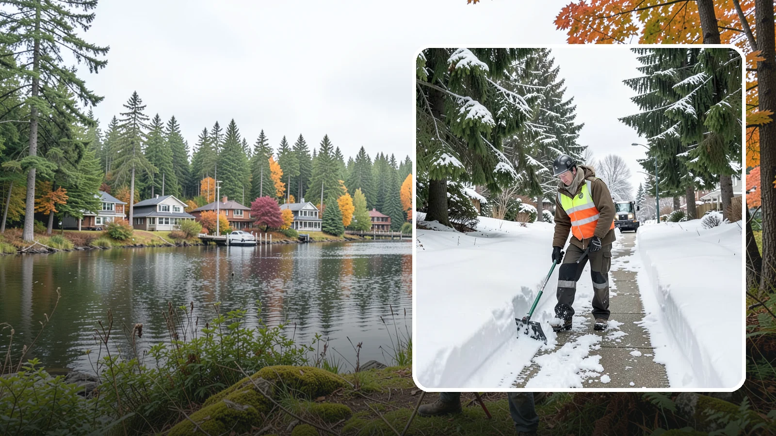 Sidewalk Snow Removal in La Conner, Skagit County, WA - We clear the public sidewalk fronting your home so pedestrians pass safely and you stay within city ordinance.