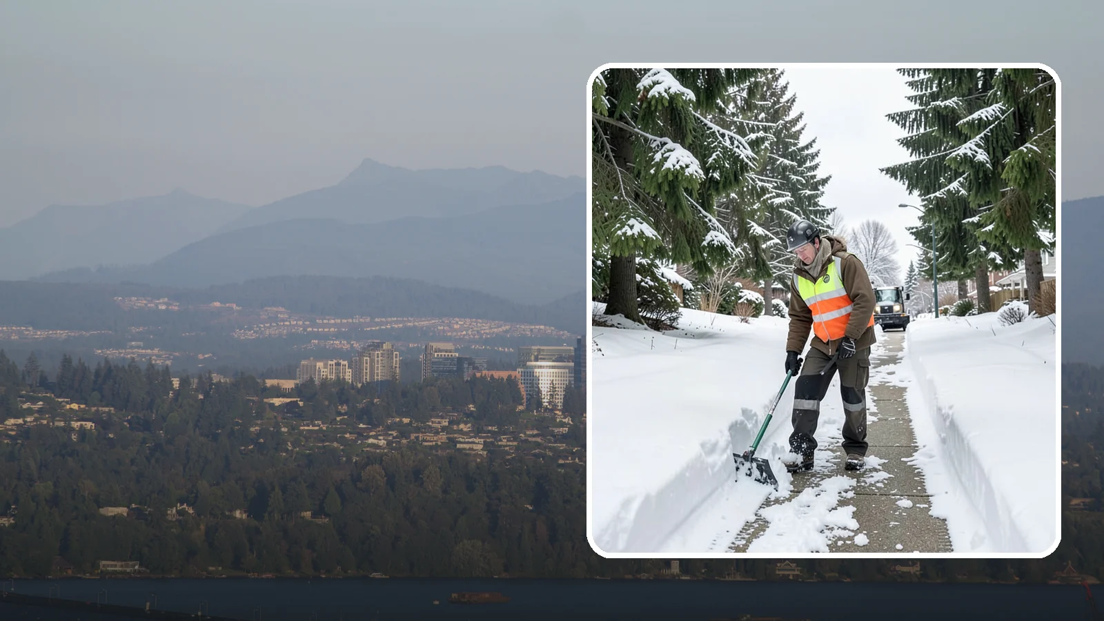 Sidewalk Snow Removal in Medina, King County, WA - We clear the public sidewalk fronting your home so pedestrians pass safely and you stay within city ordinance.