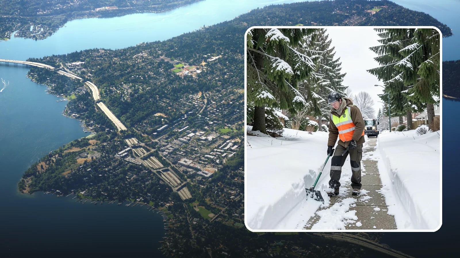 Sidewalk Snow Removal in Mercer Island, King County, WA - We clear the public sidewalk fronting your home so pedestrians pass safely and you stay within city ordinance.