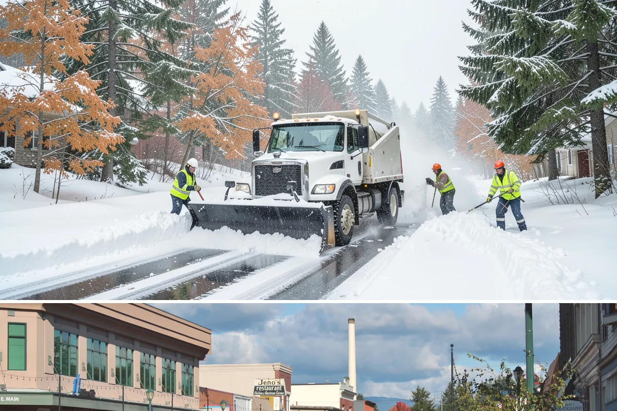 Sidewalk Snow Removal in Monroe, Snohomish County, WA - Sign up before the holidays so your frontage is covered the moment a lowland freeze triggers your city's clearing deadline.