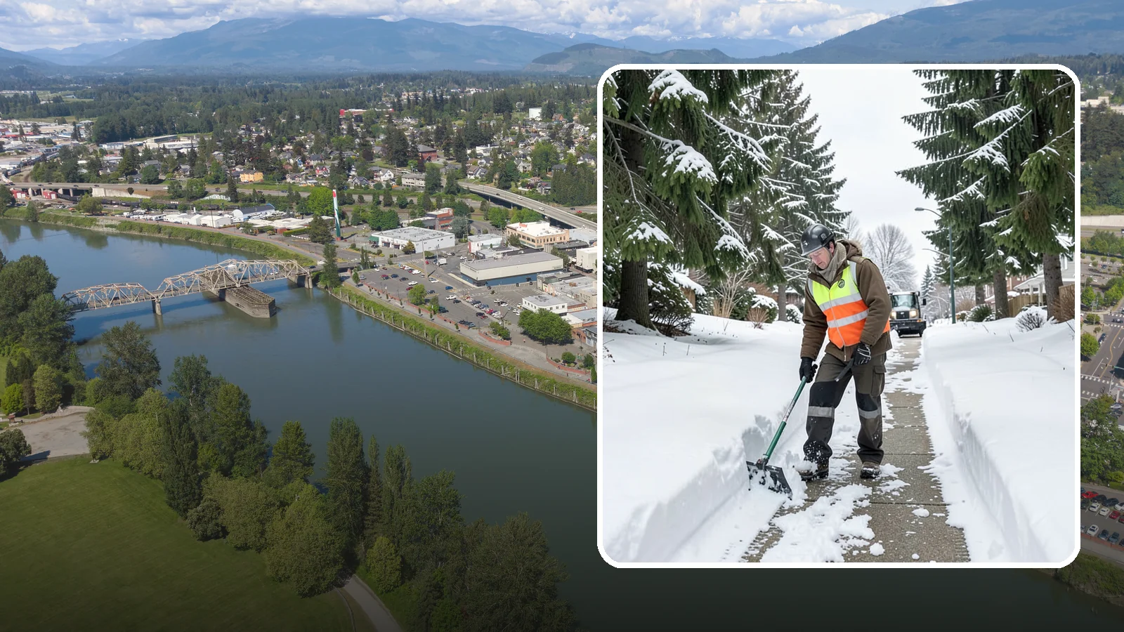 Sidewalk Snow Removal in Mount Vernon, Skagit County, WA - We clear the public sidewalk fronting your home so pedestrians pass safely and you stay within city ordinance.